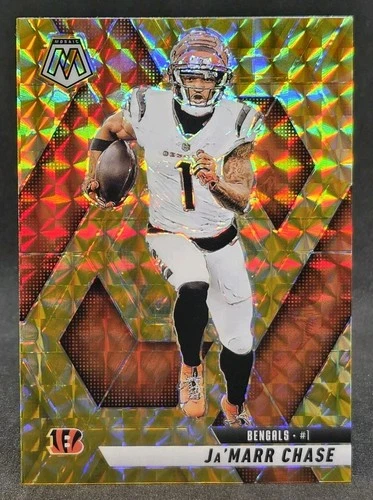 2025 Panini Mosaic Ja'Marr Chase #11 Reactive Yellow Mosaic Prizm