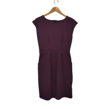 Quince Ultra-Stretch Ponte Cap Sleeve Dress Dark Orchid Purple Basic Sleeved S