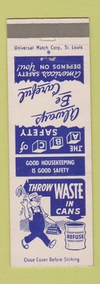 Matchbook Cover - Safety Throw Trash In Cans Eaton
