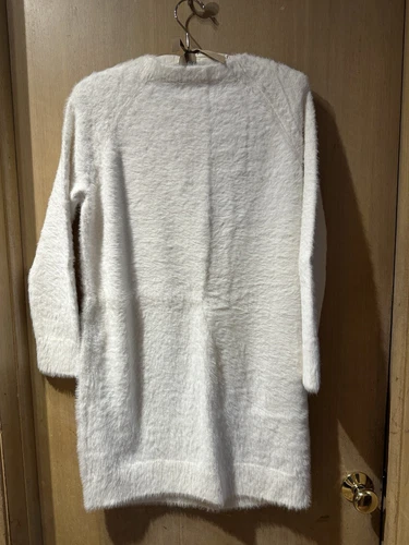 OFF WHITE Abito donna Lou & grigio fuzzy panna avorio bianco sporco manica lunga abito medio