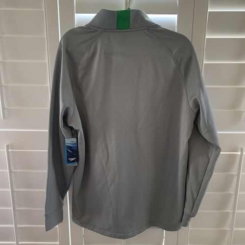 Speedo Men's Large 1/4 Zip Jacket Black Gray Fleece Lined Warmup Jacket New - Picture 5 of 5