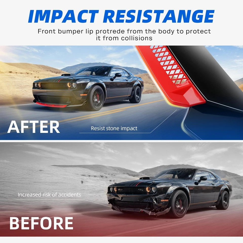 Kit de corpo spoiler divisor de lábios para Dodge Durango RT SRT dianteiro preto/vermelho - Imagem 4 de 4