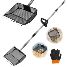 Upgraded Chicken Poop Scooper & Rake 2-in-1,Coop Cleaning Tool Metal Scoop,0....