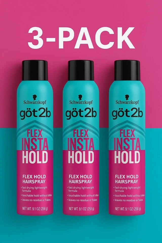 3 Pack Schwarzkopf got2b Flex Insta Hold Hairspray 9.1oz Fast Drying - Image 4 of 4