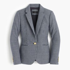New J.Crew Campbell Blazer in Houndstooth Size 4 Navy Blue Gray Wool Jacket