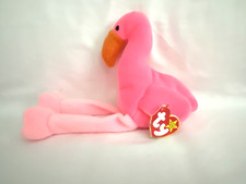 Vintage 1995 TY Beanie Baby Pinky the Flamingo with PVC Pellets and Creased Tag