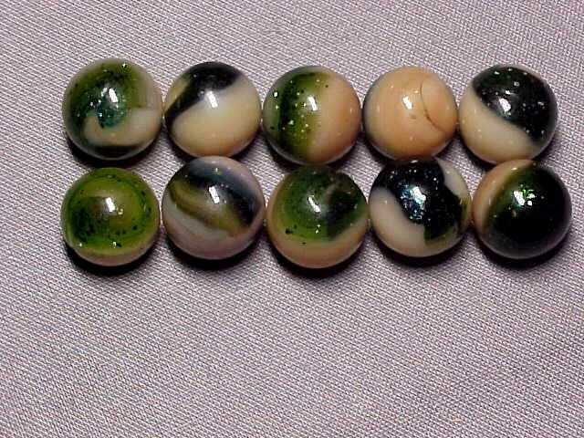 10  UV REACTIVE JABO BURMESE GLASS MARBLES WITH AVENTURINE $8.99
