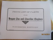 Early 1900s Hagan Gas Engine Company 1,2,3,4 cylinder parts price list  2-50HP