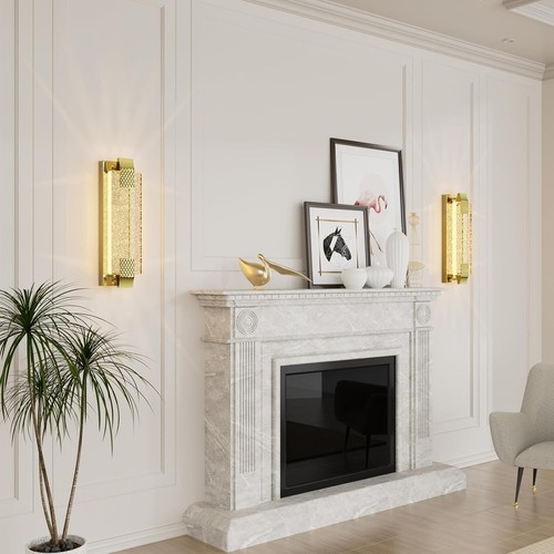 Gold Wall Sconces Set of 2, Hardwired Modern Indoor Sconces Wall Lighting 3000K - Picture 4 of 10