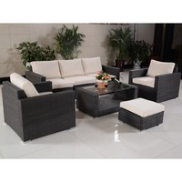 7 Pcs Outdoor Patio Rattan Wicker Furniture Set Sectional Sofa Table Cushioned on sale 7 Pcs Outdoor Patio Rattan Wicker Furniture Set Sectional Sofa Table Cushioned on sale