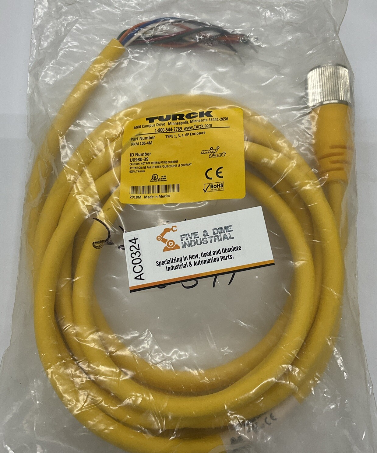 Turck RKM106-4M Female Cable Single End 10-Pole 4 Meters U0980-39
