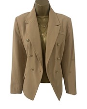 Missguided Nude Beige Caramel Colour Blazer Litejacket Gold Buttons Size 10 Used