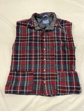 Pendleton Womens Wool Button Vest Cardigan Plaid Size XL Made In USA