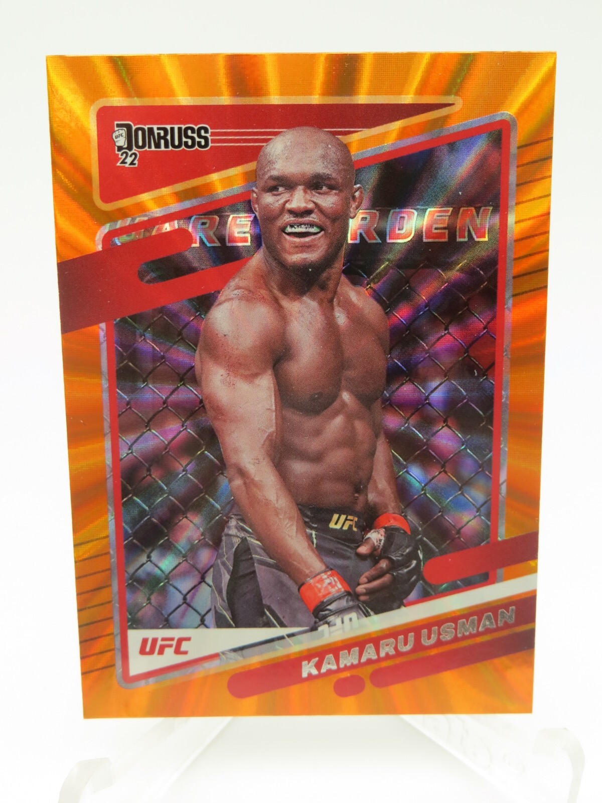 2022 Donruss UFC Holo Orange Laser #72 Kamaru Usman