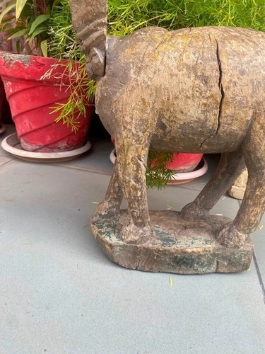 1700's Old Antique Wooden Hand Carved Rare Camel Figurine 18" Statue Home Decor - Picture 4 of 16