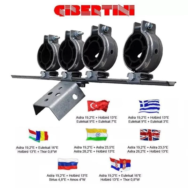Gibertini MF4120-CR Supporto Universale LNB Multifeed 4 Scomparti Originale 3° - Immagine 2 di 3