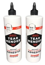 (2) Bottles TEAR MENDER Fabric & Leather Adhesive Cement 16oz ~ Crafts Auto Glue