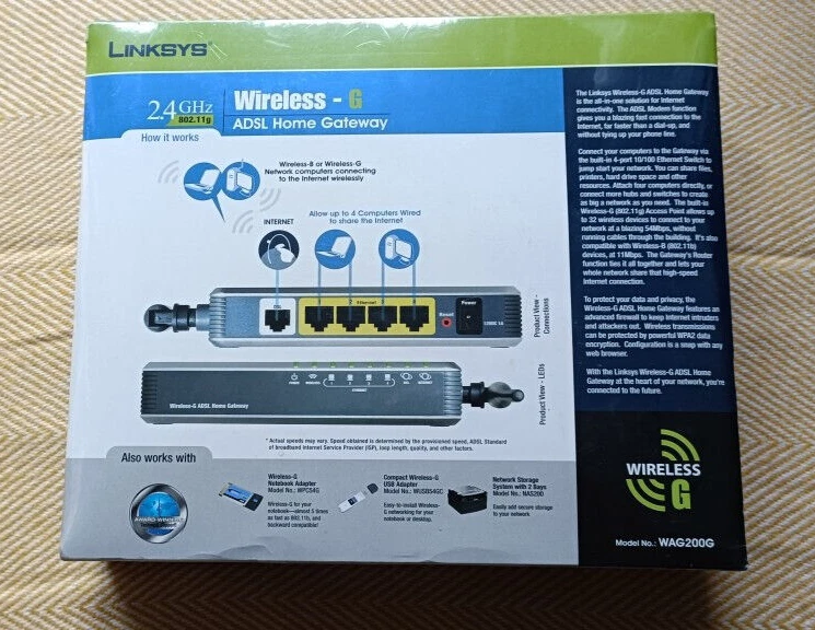 Linksys Wireless-G ADSL Home Gateway Router Model WAG200G Sealed - Image 2 of 4