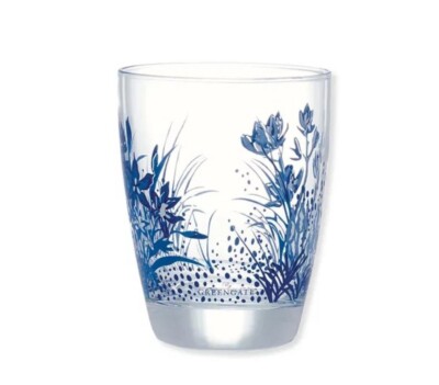 GreenGate Wasserglas Kristel blau Trinkglas Blumen Wiese Landhaus Vintage 250 ml