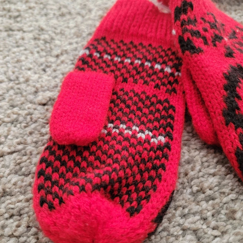 Vintage 80's 90's Child's Mittens Red Huskie Dog Target New Old Stock - Image 3 of 4