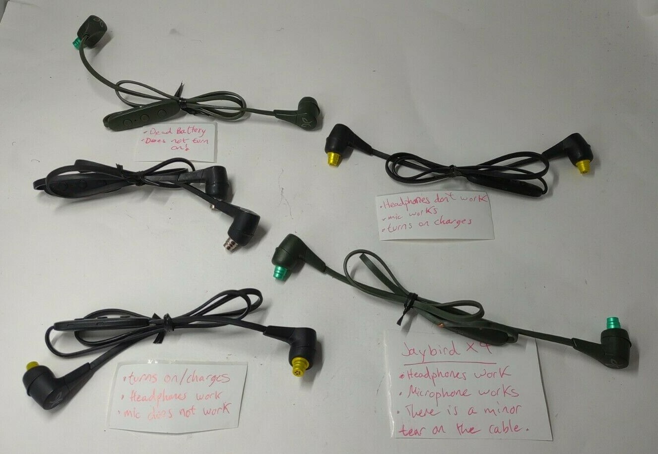 Jaybird X4(4) & X3(1) Wireless Headphones FOR PARTS/REPAIR! 