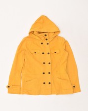 Hurley Womens Hooded Double Breasted Coat Uk 12 Medium Yellow Cotton Ac04
