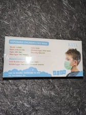 Kata 3-Ply Pleated Disposable Children's Face Masks, One Size, Green, Box of ...
