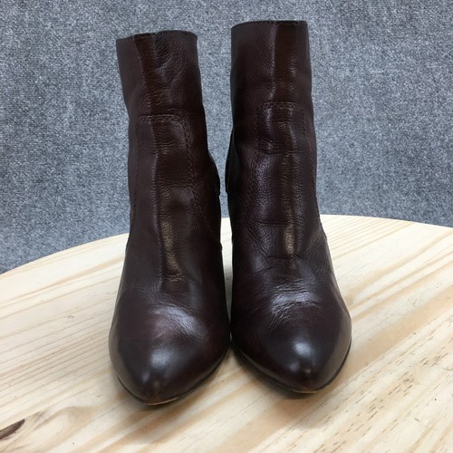 Frye Boots Womens 9 M Regina Wedge Booties Brown Leather Back Zip Pointed Toe - Picture 4 of 18