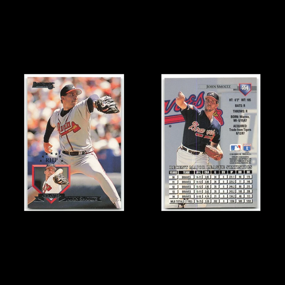 John Smoltz #461 1995 Donruss Atlanta Braves Baseball Card MLB NM - Image 3 of 3