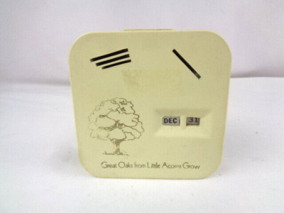 Vintage 1946 Tri Coin Calendar Coin Bank - - Great Oaks from Little Acorns Grow