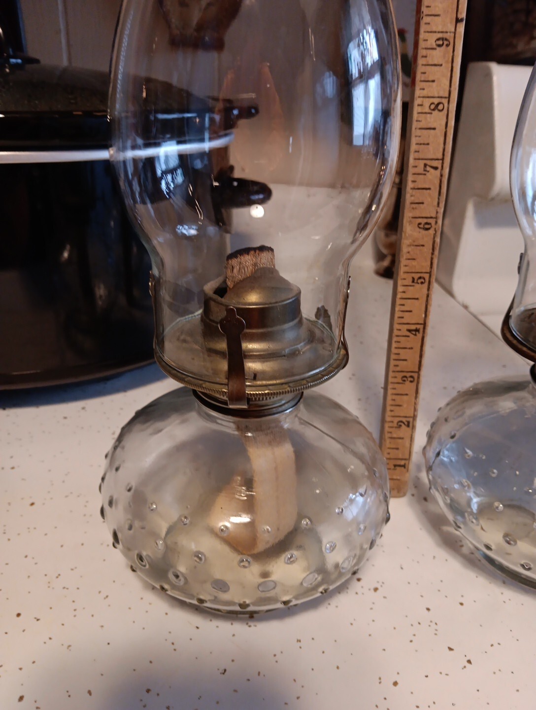 Vintage PAIR Lamplight Farms Oil Lamp Hobnail Clear Glass 13.5" NICE eBay