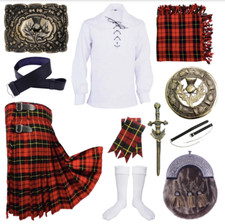 Men's Thistle Badge Wallace 10 PCS Scottish Traditional Wedding Kilt Outfit
