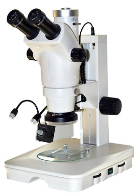 Stereo Microscope 1:10 Zoom Dual Fiber Lighting 110 mm Working Distance Cam Port