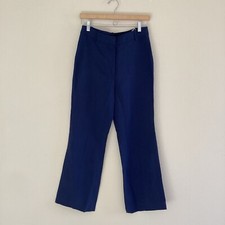 Nili Lotan Wide Leg Pants Navy Blue Linen Blend Pants NWT SZ S
