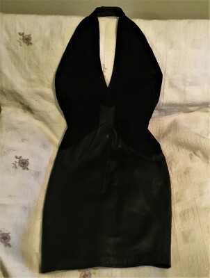 Vintage North Beach Genuine Leather Halter Dress by Michael Hoban | eBay
