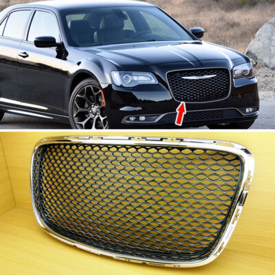 Chrome + Black SRT Look Front Grille Cover For Chrysler 300 300C 300S 2015-2022