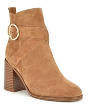 Nine West Women's Brown Need You Round Toe Block Heel Dress Booties Size 6.5M