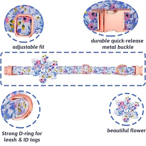 Soft Dog Collar for Boy Girl Dogs Adjustable Puppy Collars, Floral M - Picture 4 of 6