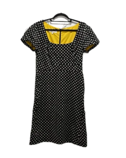 Vestido midi retro inspirado vintage pinup de punto blanco negro DONNA RICCO para mujer talla 10 Foto 2 de 4