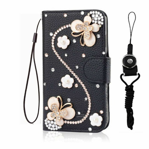 Girl/Women Card Holder PU Leather Wallet Bling Diamond Phone Strap Case For Sony - Picture 13 of 14