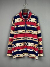 Vintage SERGIO TACCHINI Multicolor 1/4 Zip Striped Aztec Print Fleece Size L