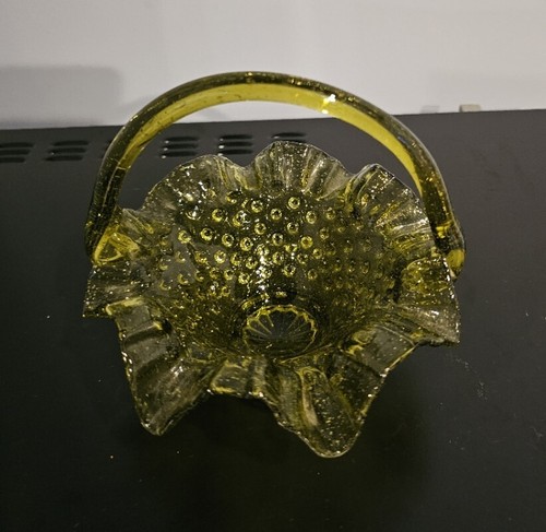 Vintage Fenton Grün Hobnail Rüschenkante Korb - Bild 2 von 2