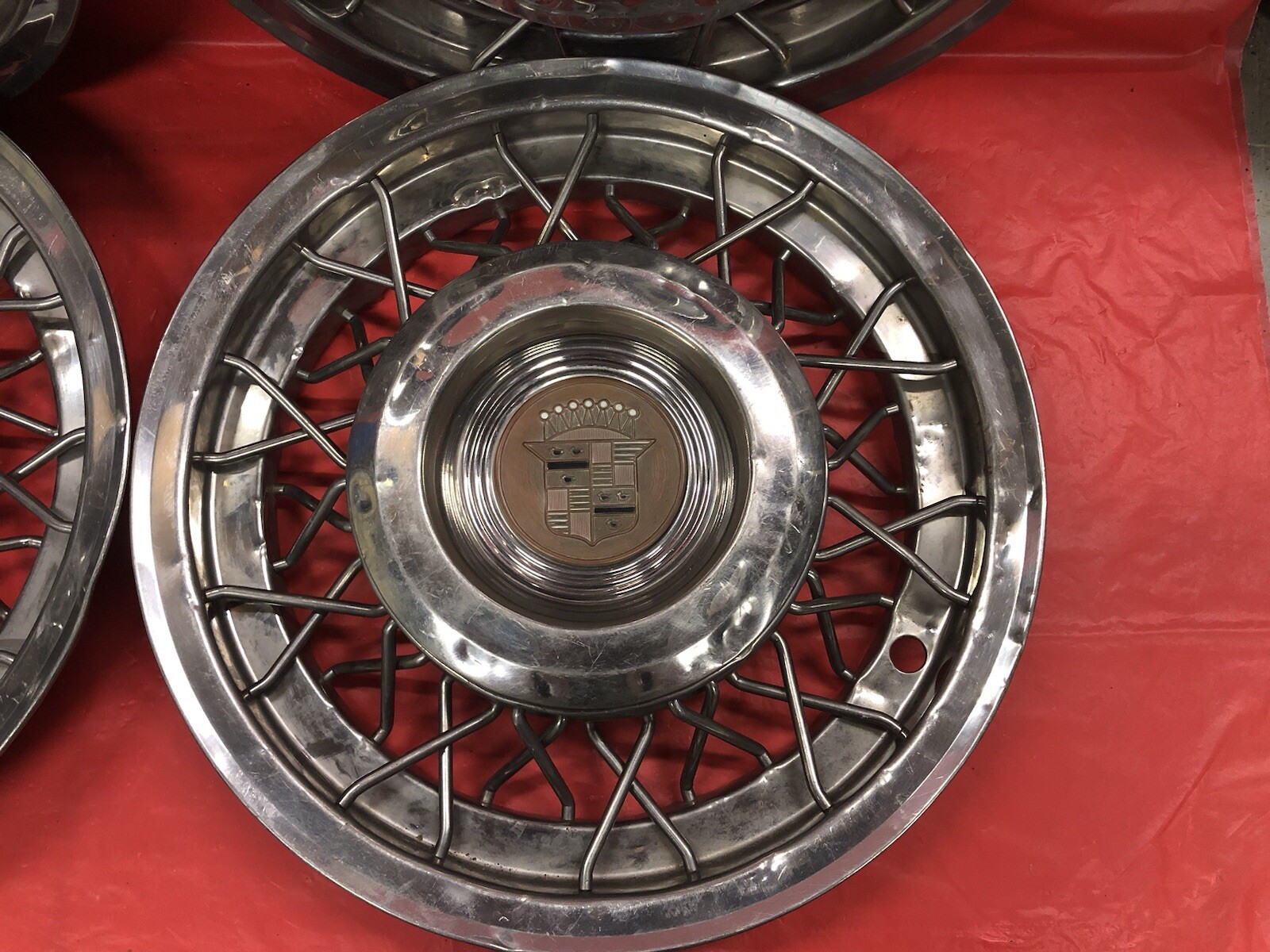 Vintage Set Of 4 195355 Cadillac wire 15" Hubcaps eBay
