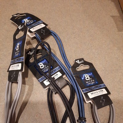 Lot of 4 8 Feet Micro USB Cable USB A Male to Micro USB B Male Data Charger Cord