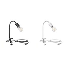 E27 Klemmleuchte LELE mit Schwanenhals, schwarz inkl. E27 LED 3-Stufen dimmbar