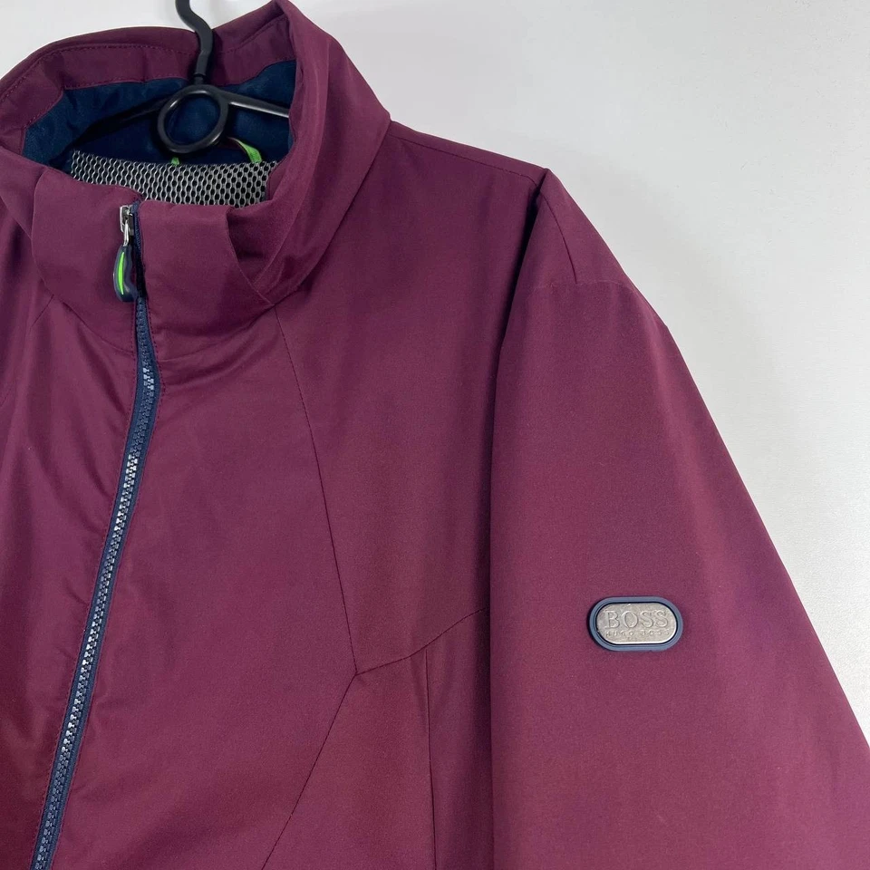 Hugo Boss Green Collection Jacket Burgundy Full Zip Windbreaker Mens Size L - Image 2 of 4