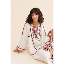 New FREE PEOPLE Sweet Escape Midi Dress $198 SMALL Ivory Boho Embroidered