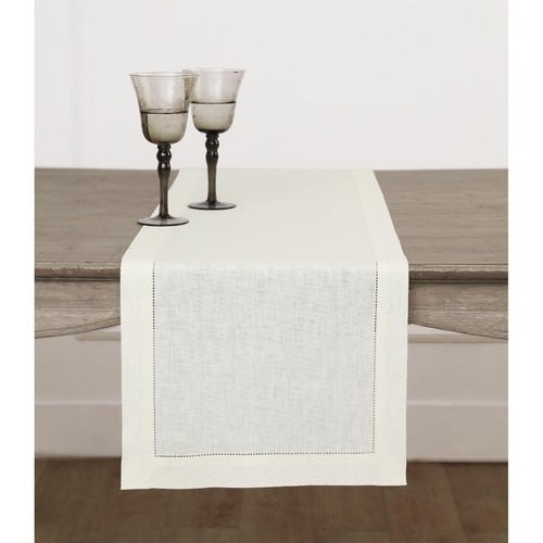 Solino Home Leinen Elfenbein Tischläufer 156 cm lang - 100% reines Leinen Extra...