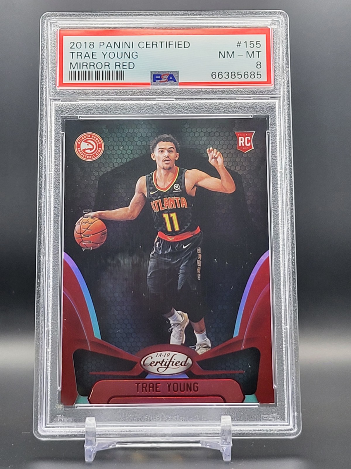 2018 Panini Certified #155 Trae Young Mirror Red RC Rookie PSA 8 NM-MT /299