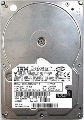 40gb ide hdd ibm ic35l040avva07-0 07n8137 h32636 dp/n 02m920